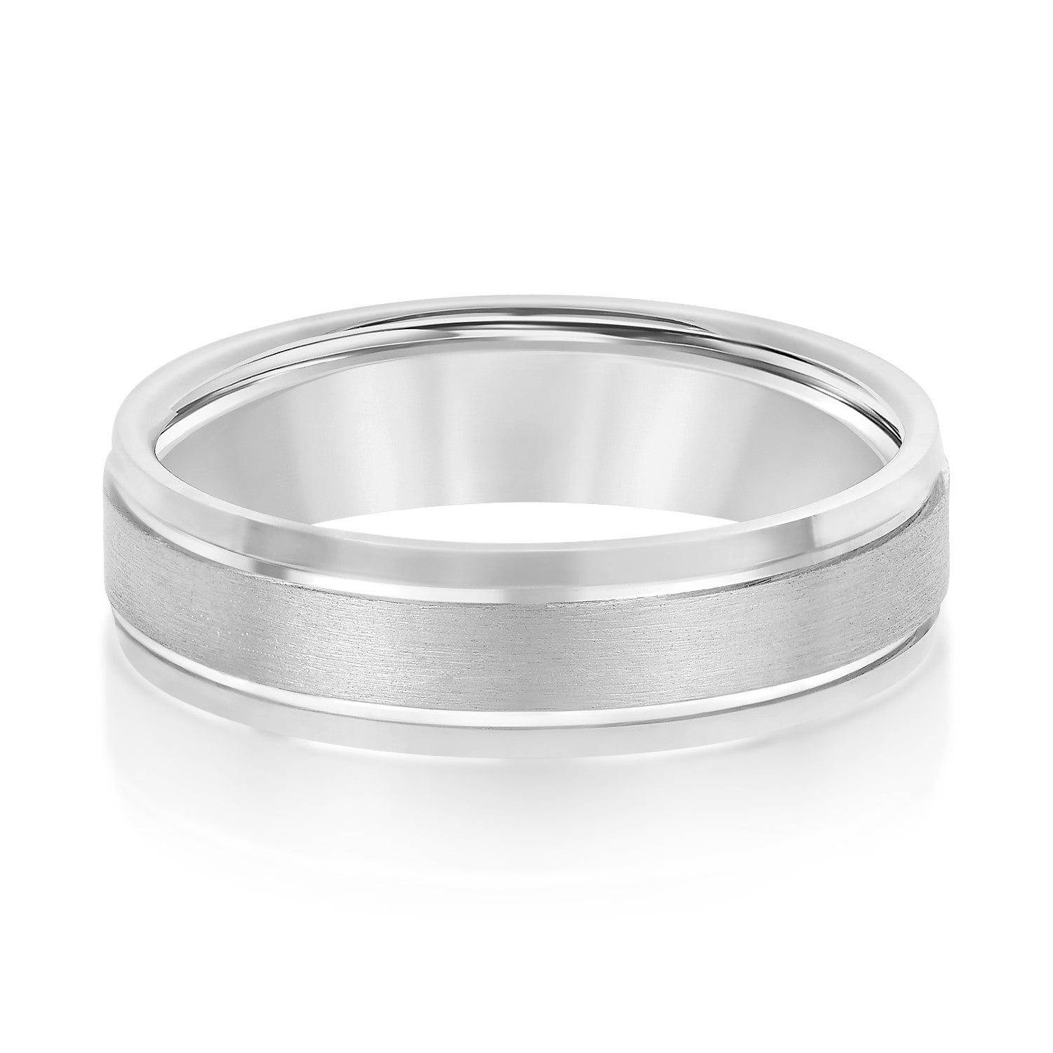 Men's Comfort Fit Brushed Finish Beveled Edge Wedding Band-VIRABYANI
